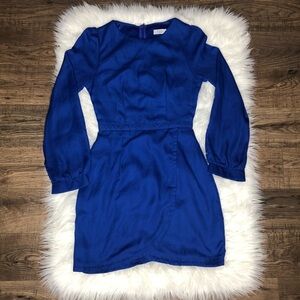 Tobi -Long Sleeve Blue Wrap Mini Dress S